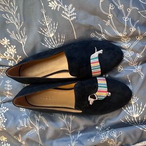 Talbots Black Loafers with Multicolor Embroidery